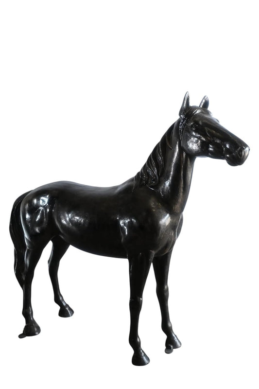 Life Size Standing Silver Horse Large Aluminum Sculpture 76"x19"x65"H