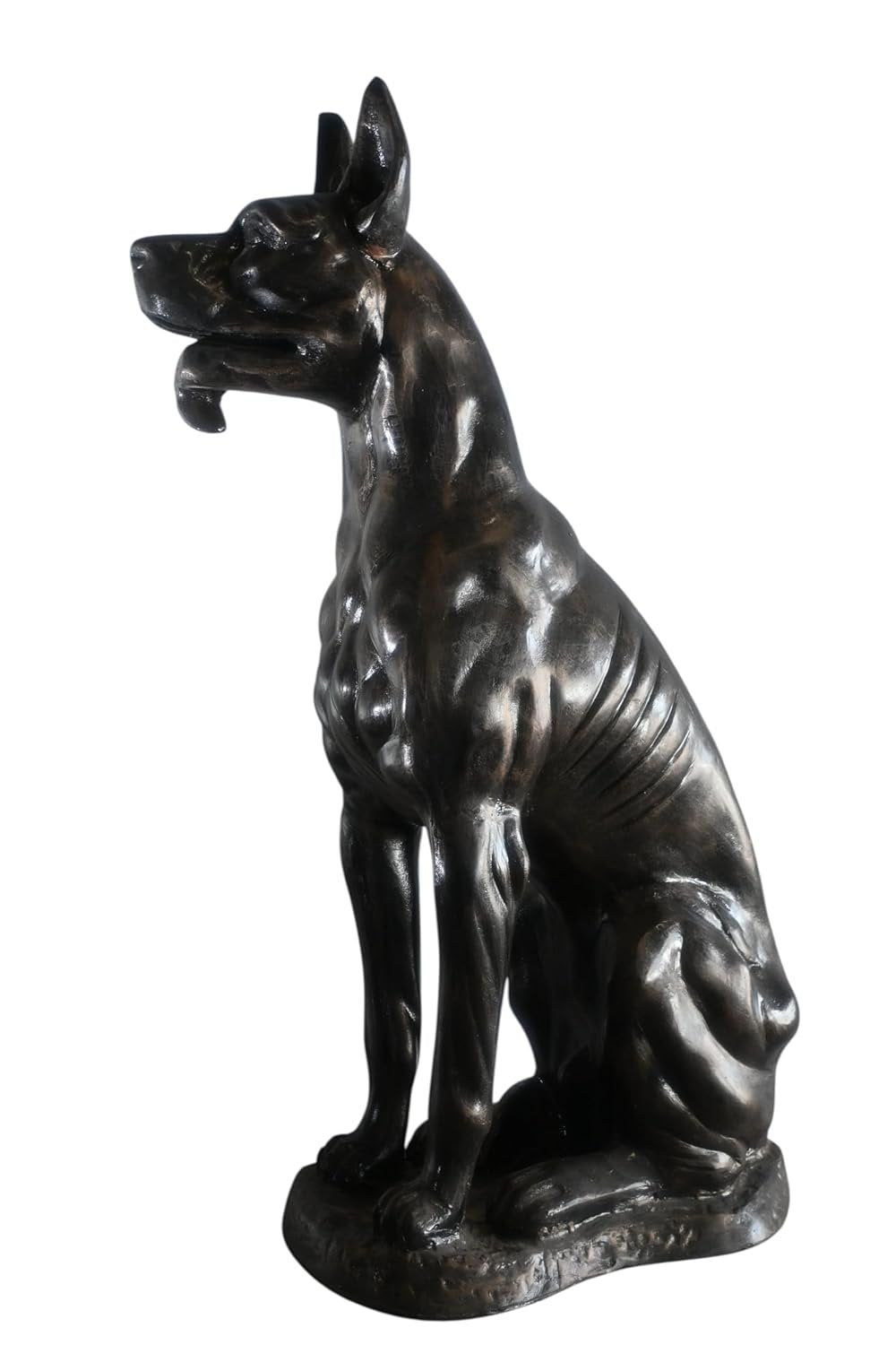 Stately Life Size Sitting Great Dane Dog Aluminum Statue 28"x13"x41"H