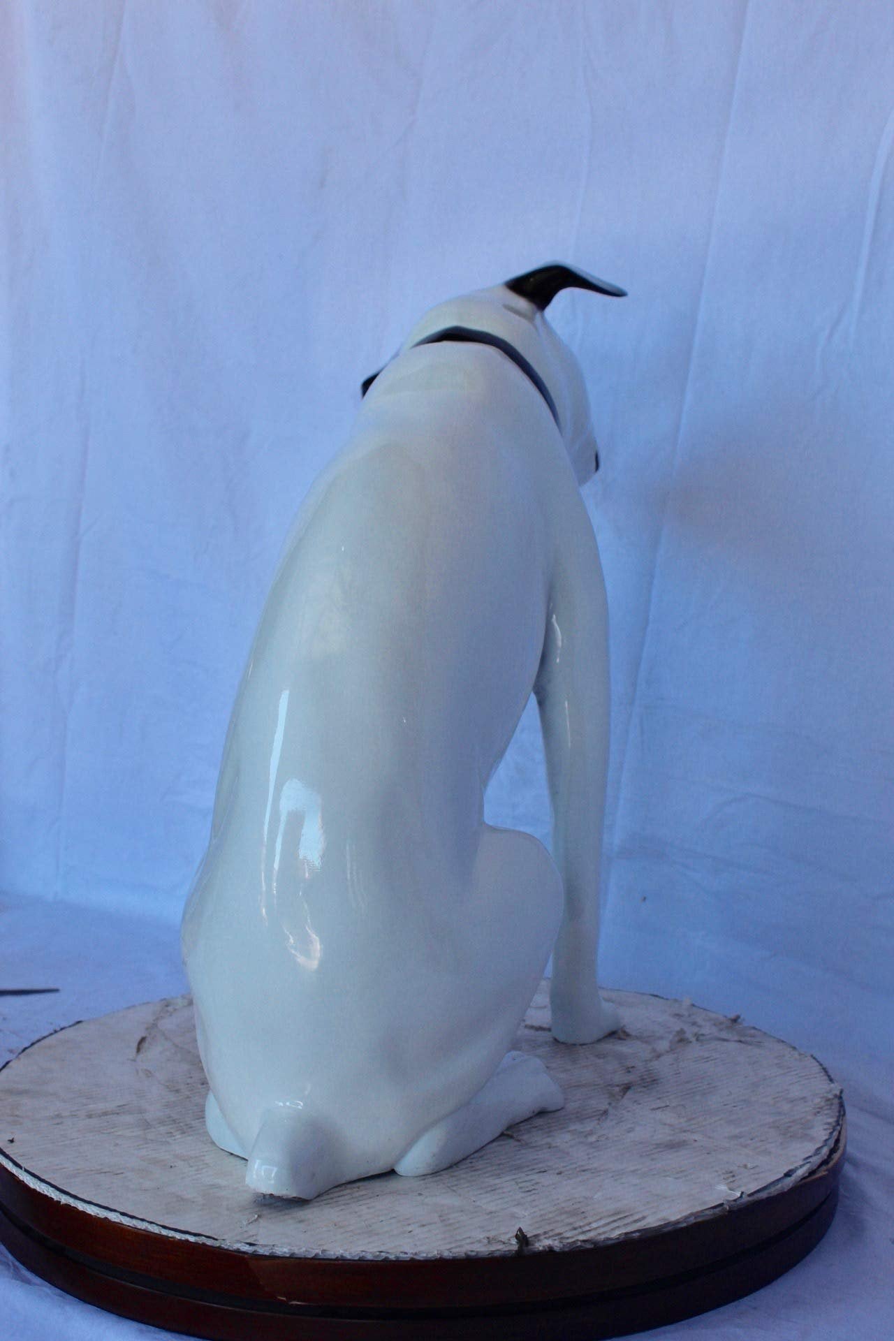 Jack Russel Terrier dog bronze statue -  Size: 25"L x 11"W x 26"H.