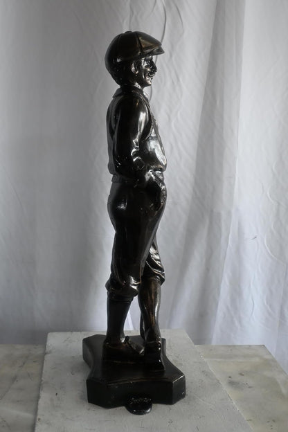 Vintage Golfer Statue Leaning on Club Aluminum Golf Gift 14"x9"x39"H