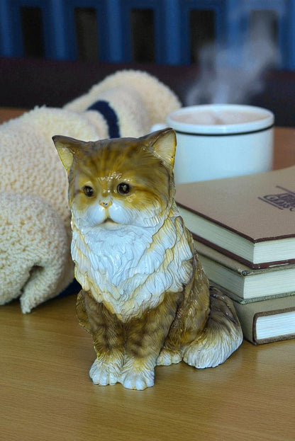 Colored Cat Sitting Bronze Statue, Charming for Cat Lovers 12" x 10" x 14"H