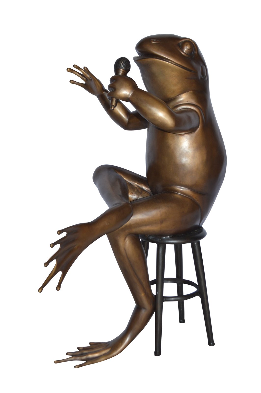 Comedic Frog bronze statue - Size: 25"L x 20"W x 30"H.