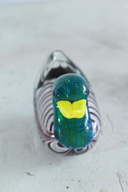 NIFAO Glass Duck Figurine Hand Blown Art Glass Tabletop Decor 6" x 3" x 3"H