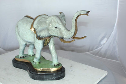 Elephant Medium Bronze Statue -  Size: 26"L x 8"W x 17"H.