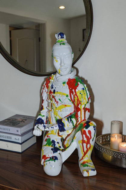 Modern Art Colorful Chinese Man resin statue - Size: 7"L x 8"W x 13"H.