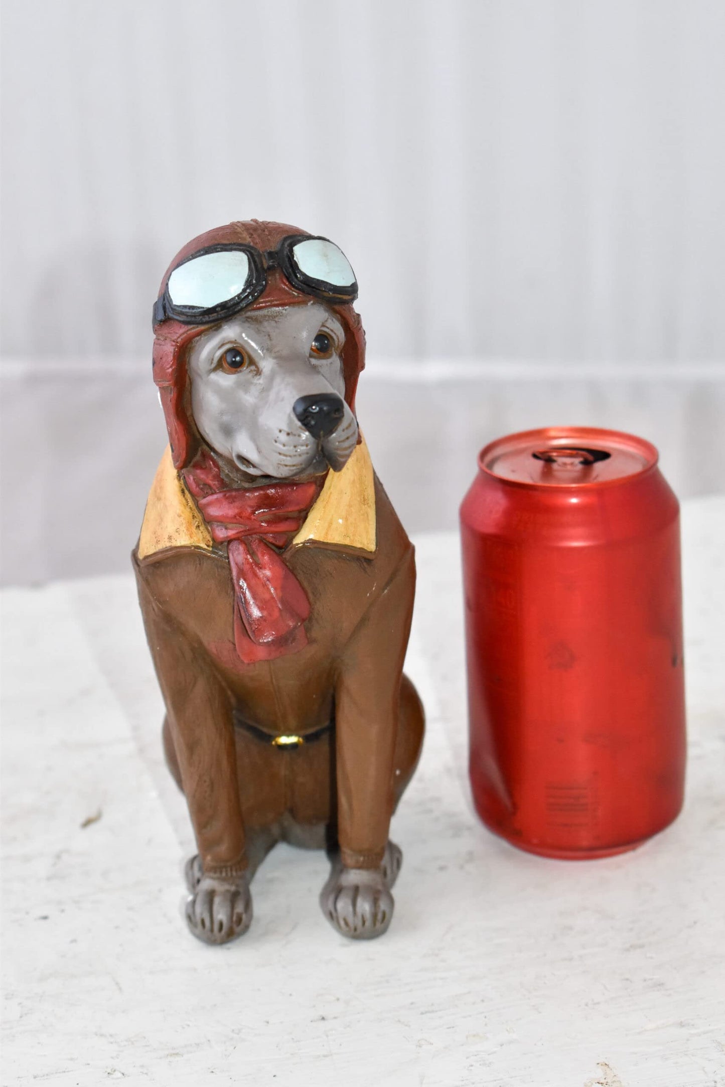 A Happy Dog Dressed Like a Pilot Resin Statue Size: 3" x 4" x 8"H