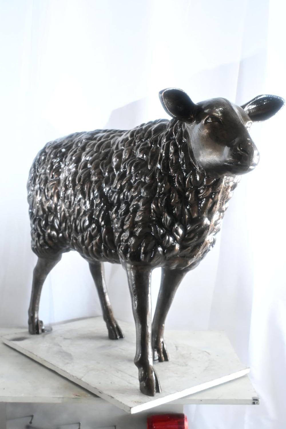 Aluminum Standing Sheep Sculpture Dark Bronze Patina Art 46"x17"x34"H