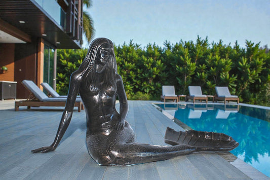 NIFAO Large Aluminum Mermaid Statue Sculpture Ocean Decor 64"x32"x34"H
