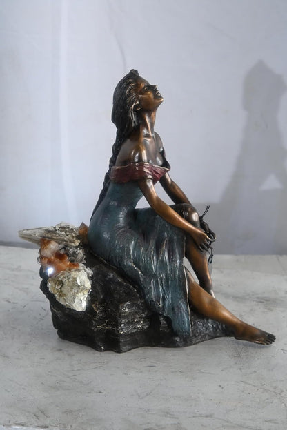Manel Vidal Alba Bronze Sculpture by Ebano with Crystals 13"x6"x14"H