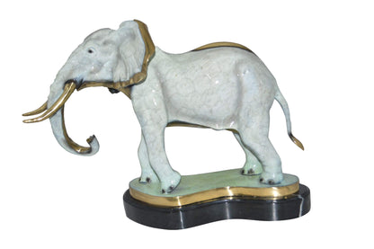 Elephant trunk Down Bronze Statue -  Size: 28"L x 12"W x 17"H.