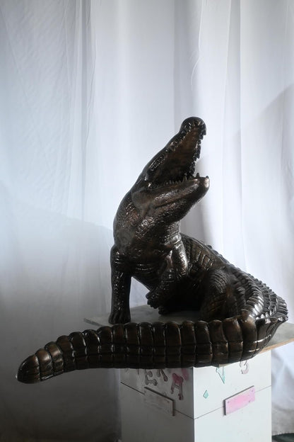 Life Size Giant Rearing Alligator Aluminum Garden Statue 54"x40"x42"H