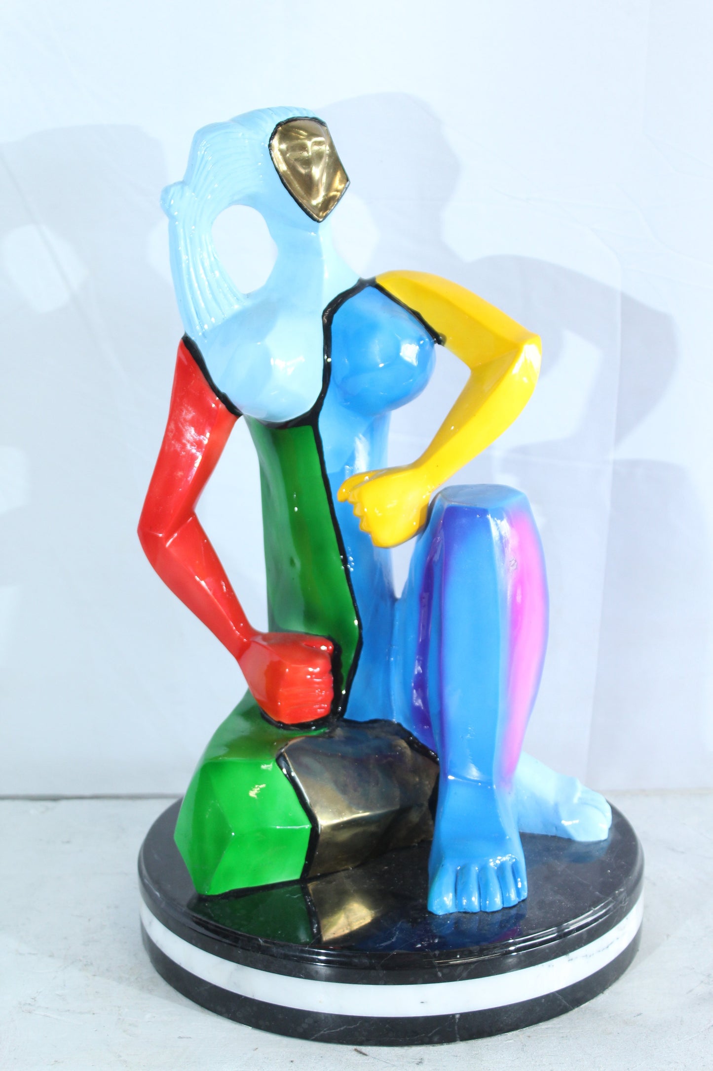 NIFAO Picasso Style Bronze Woman Statue Colorful Abstract Modern Art 14" x 14" x 23"H