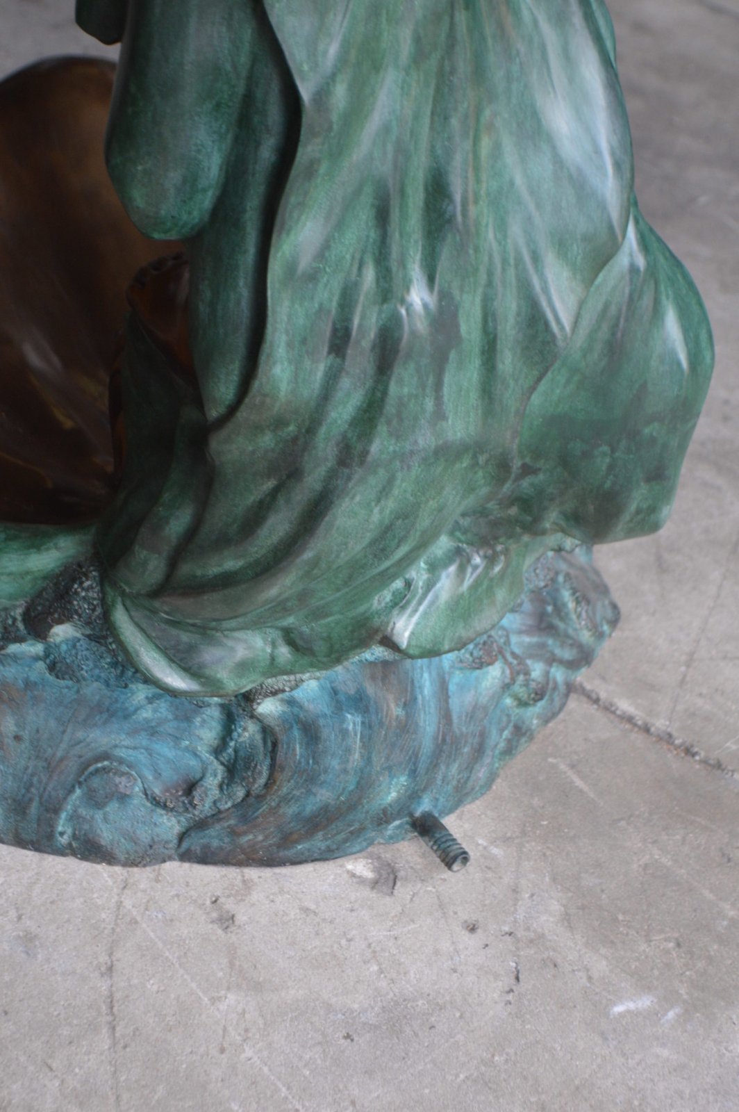 Girl Holding a Pot on Shell Fountain Bronze Statue -  Size: 33"L x 30"W x 62"H.