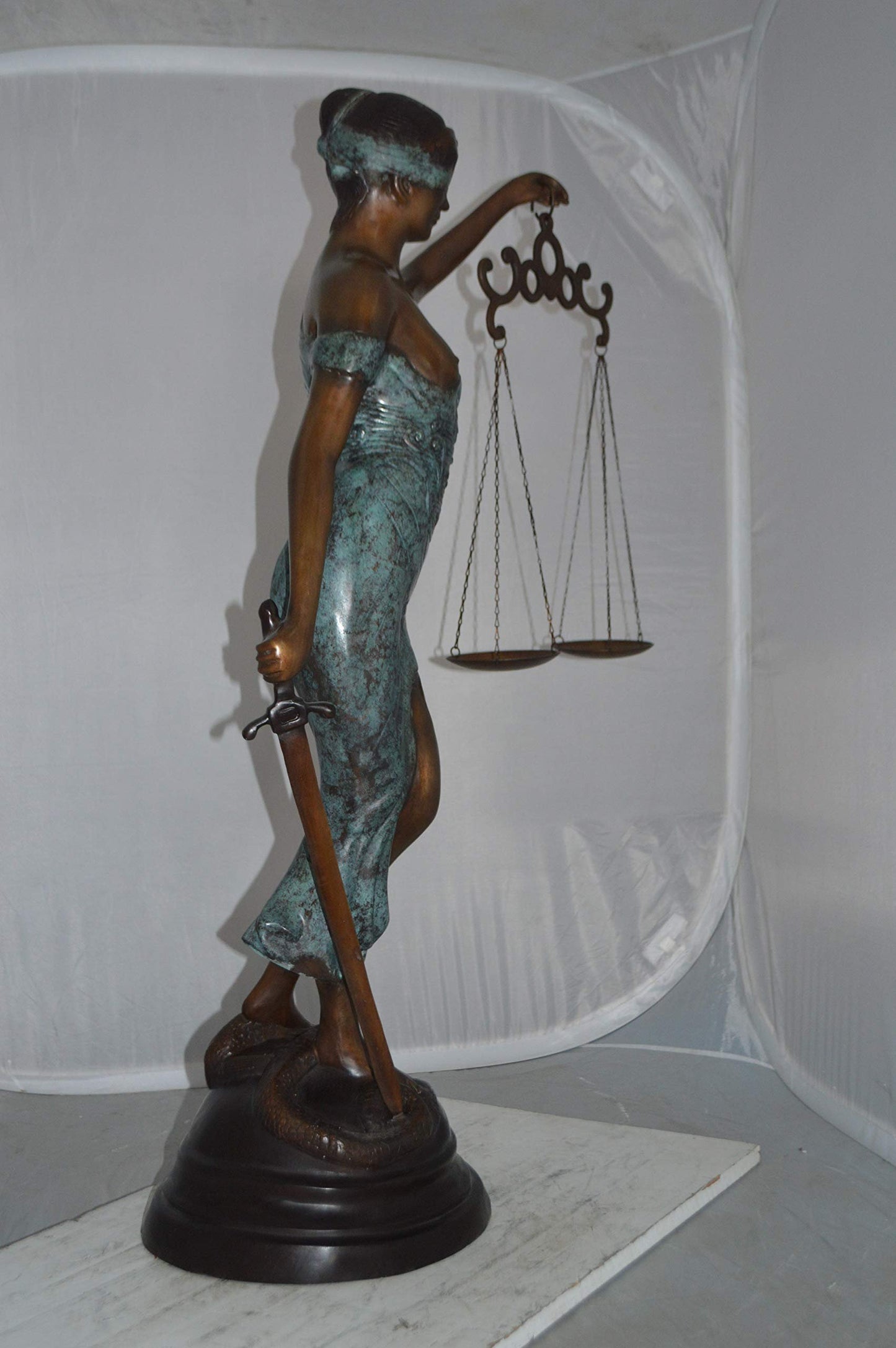 Lady Justice Large Bronze Statue -  Size: 22"L x 13"W x 44"H.