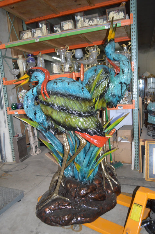 Two colored Herons fountain -  Size: 53"L x 40"W x 88"H.