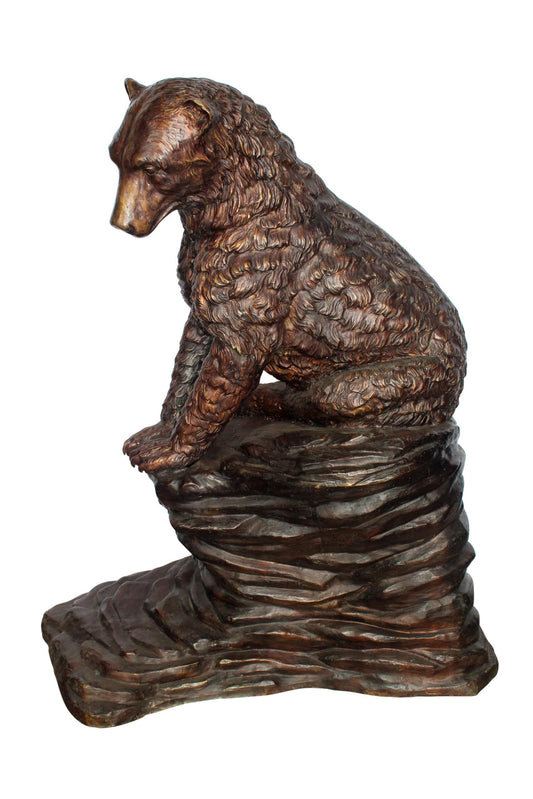 Nifao Life Size Sitting Bear Bronze Statue - Handcrafted Wildlife Sculpture, 43" x 29" x 51"H