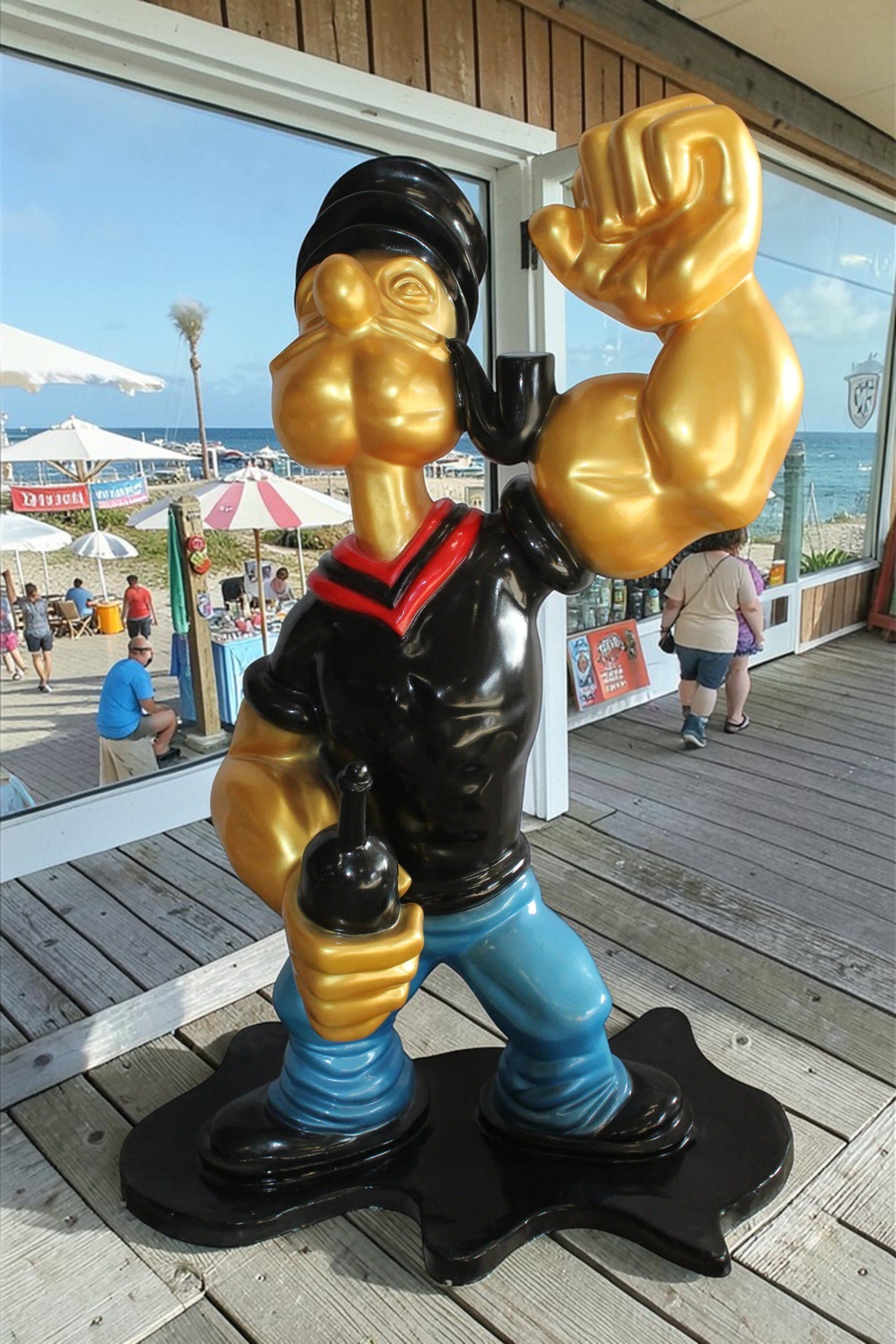 Fiberglass Poppey Statue, Iconic and Majestic in Black Shirt 40" x 24" x 60"H