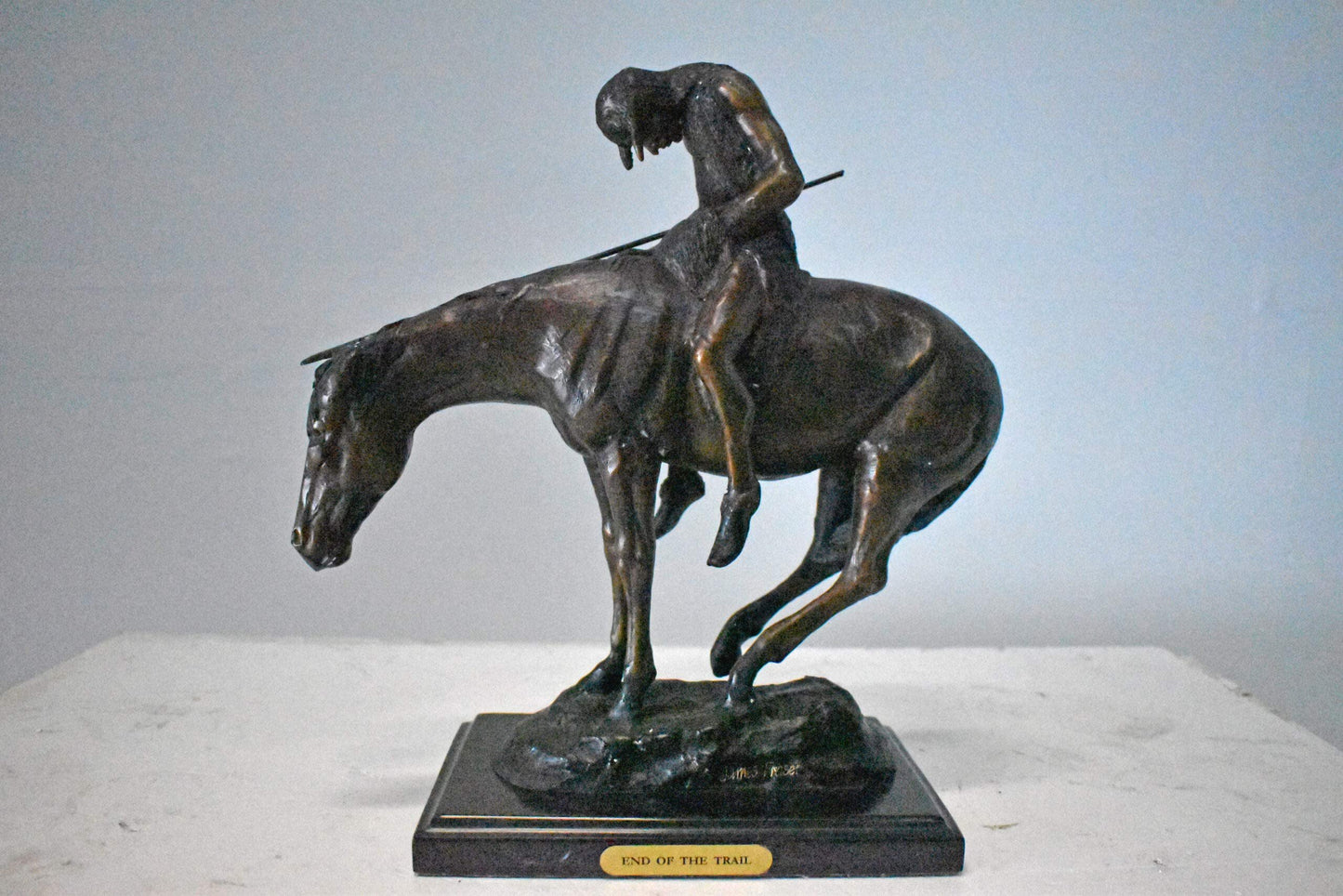 James Fraser Replica End of the Trail Bronze Statue - Size: 15"L x 6"W x 15"H.