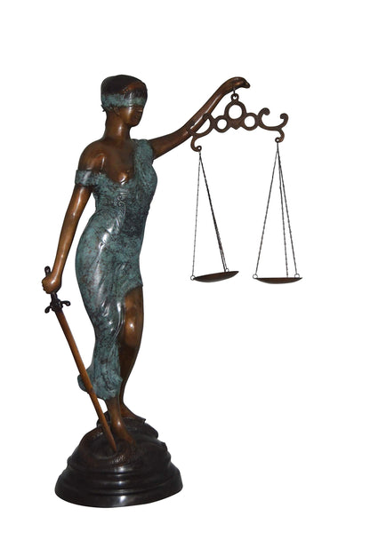 Lady Justice Large Bronze Statue -  Size: 22"L x 13"W x 44"H.