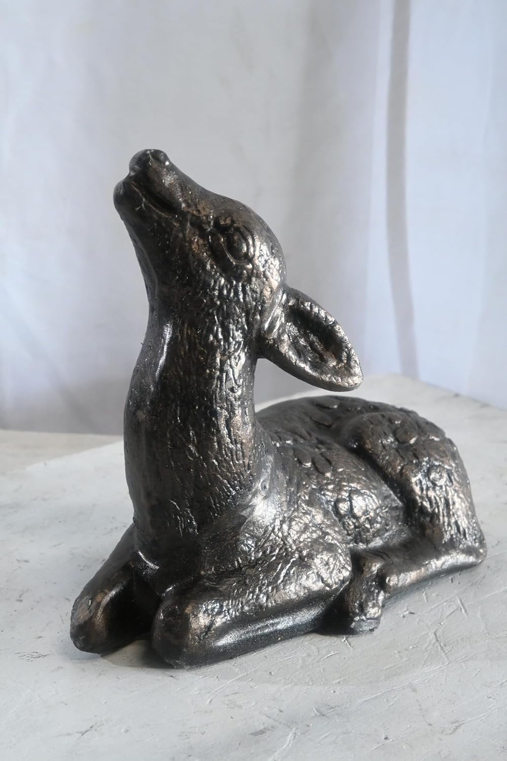 Cast Aluminum Resting Fawn Statue Bronze Finish Yard Art 12"x5"x12"H