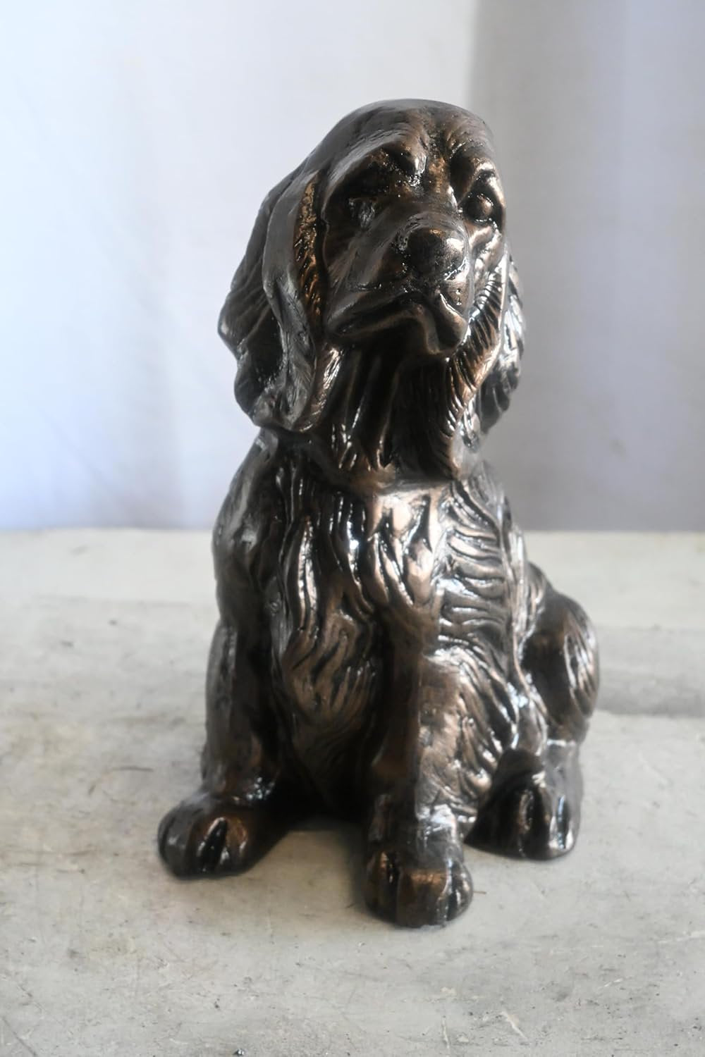Classic Sitting Cocker Spaniel Handcrafted Aluminum Statue 9"x7"x14"H