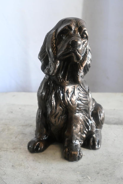 Classic Sitting Cocker Spaniel Handcrafted Aluminum Statue 9"x7"x14"H