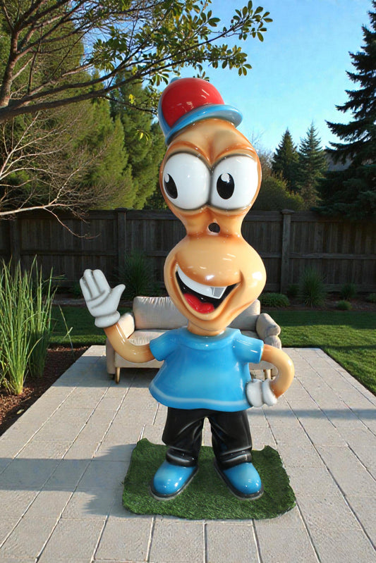 Fiberglass Peanut Cartoon Statue, Nostalgic Comic Charm 36" x 16" x 66"H