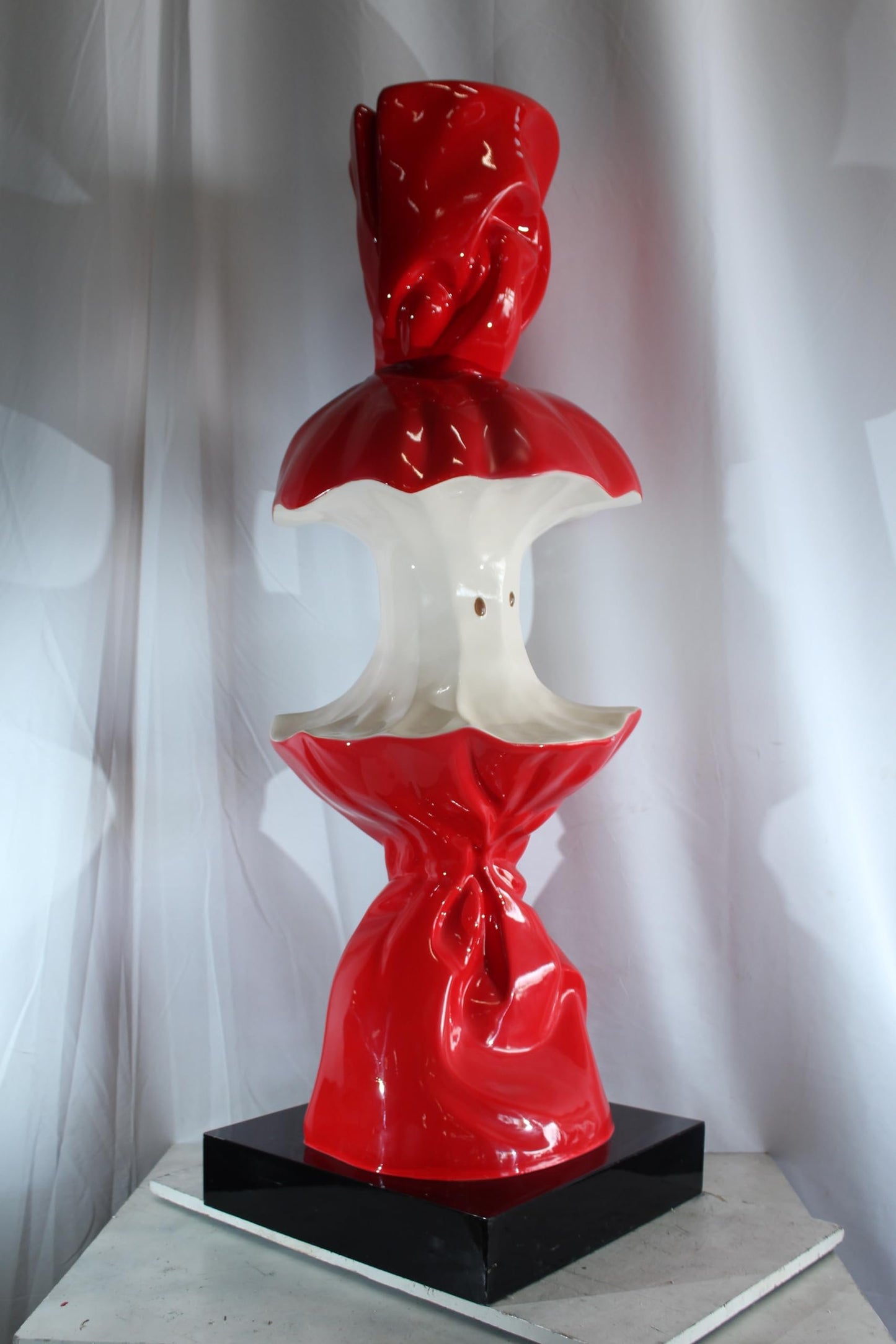 NIFAO Giant Candy Apple Sculpture Red and White Pop Art Resin Statue 20"x20"x61"H