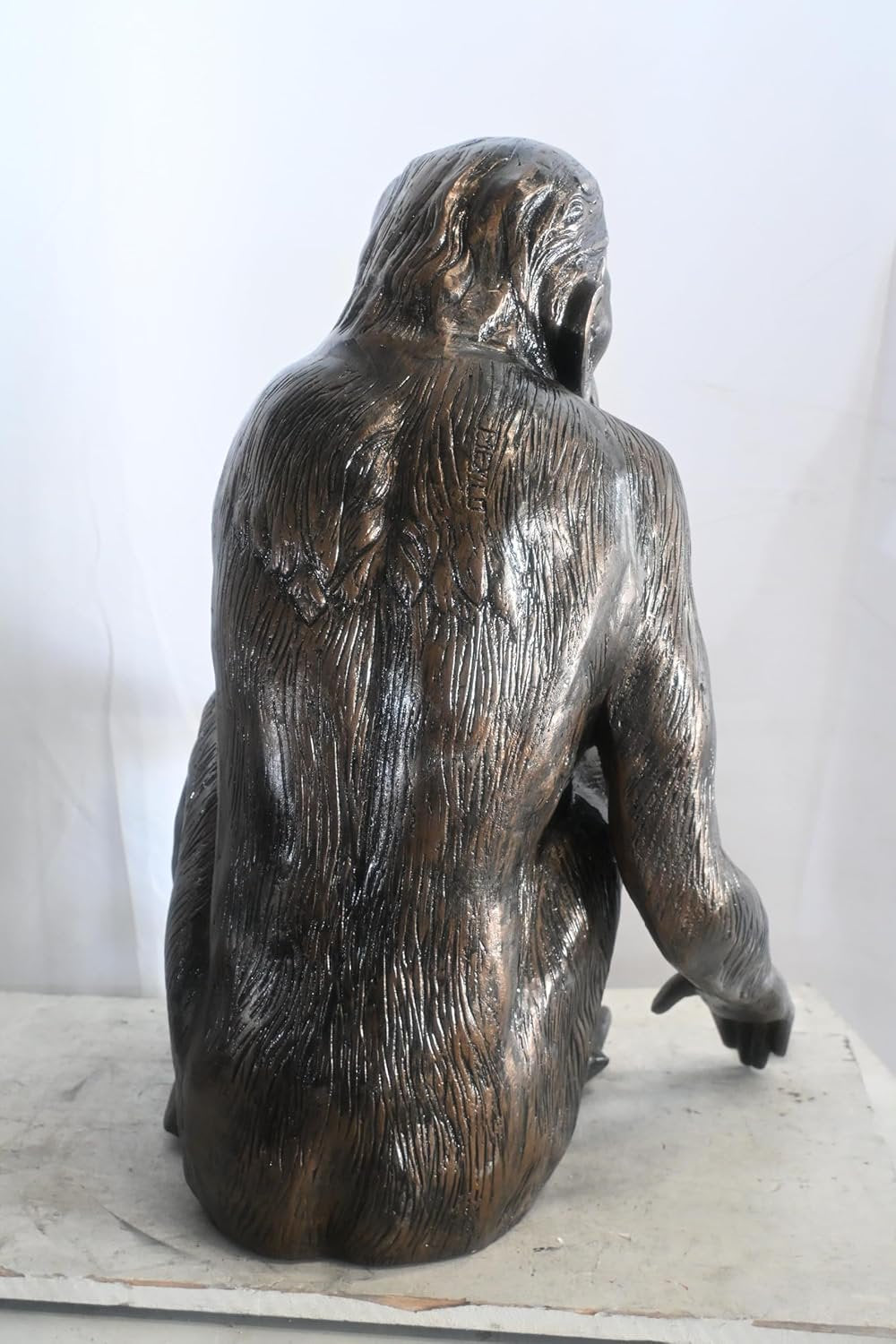 Realistic Sitting Chimpanzee Handcrafted Aluminum Statue 27"x21"x31"H