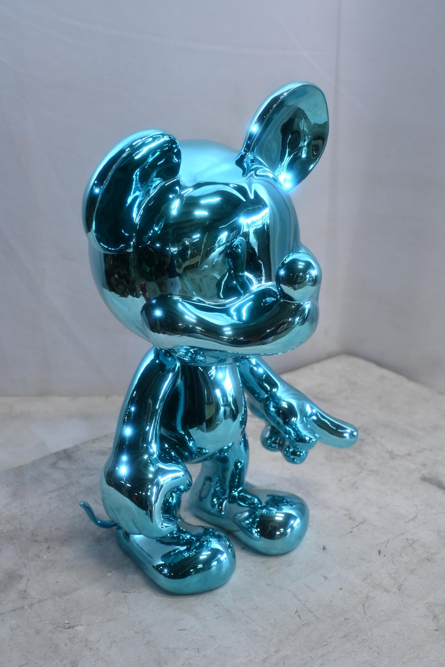 Turquoise Blue Mouse Cartoon Character Resin Sculpture 12"x9"x16"H