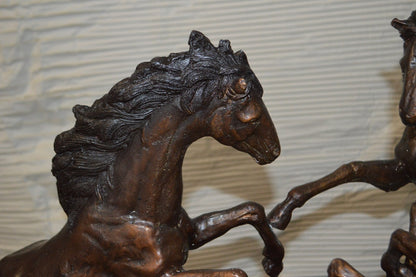 Three Horses on a Tray Fountain Bronze Statue -  Size: 30"L x 30"W x 51"H.
