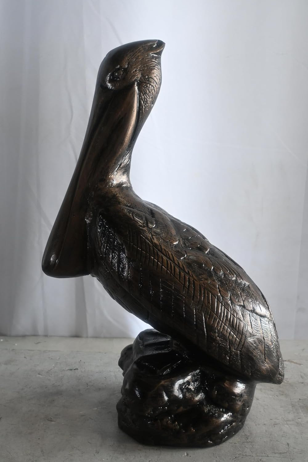 Classic Pelican on Rock Perch Handcrafted Aluminum Decor 13"x7"x28"H