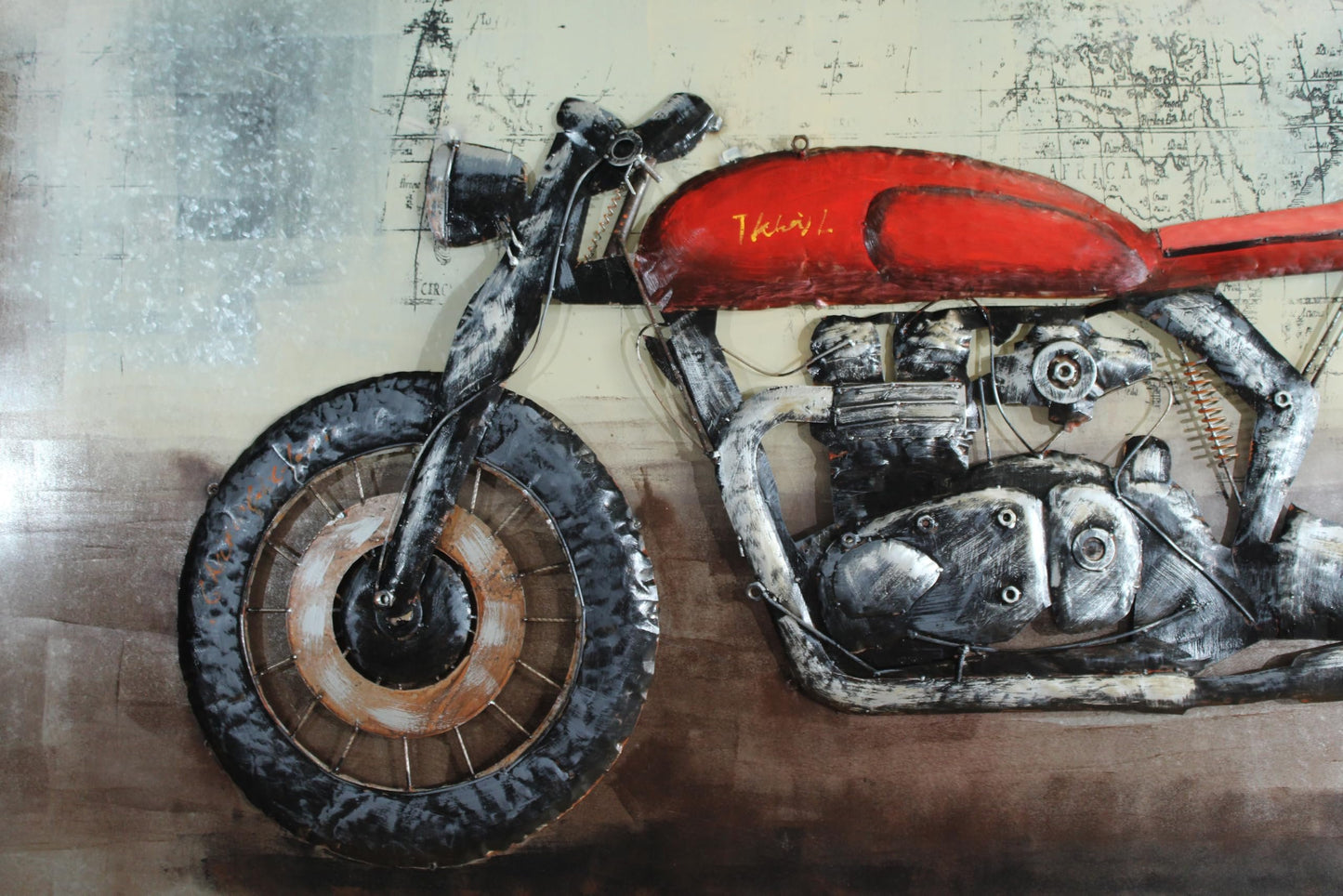 NIFAO Metal Motorcycle Wall Art Painting with Raised Sheet Metal 79" x 2" x 40"H