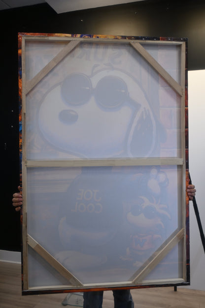 Snoopy Joe Cool Pop Art Resin Covered Canvas 40"x60"