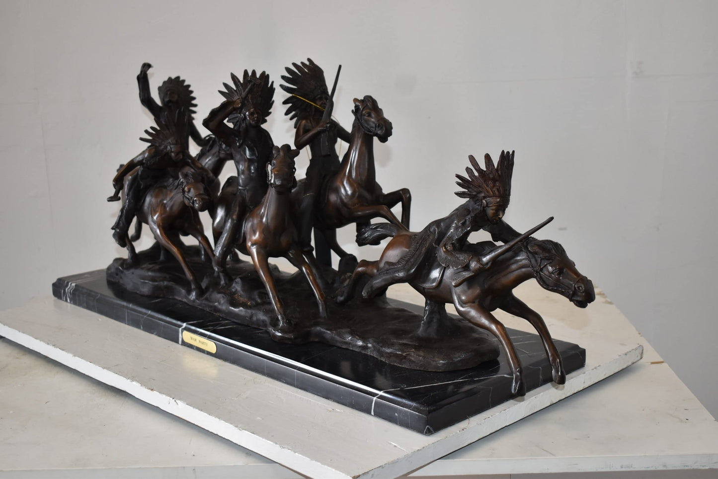 War Party Bronze Statue Replica of Carl Cauba Size: 41" x 12" x 13"H