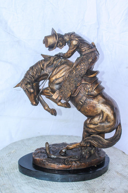 Rattle Snake Remington Replica Bronze Statue, Western Decor 15" x 10" x 22"H