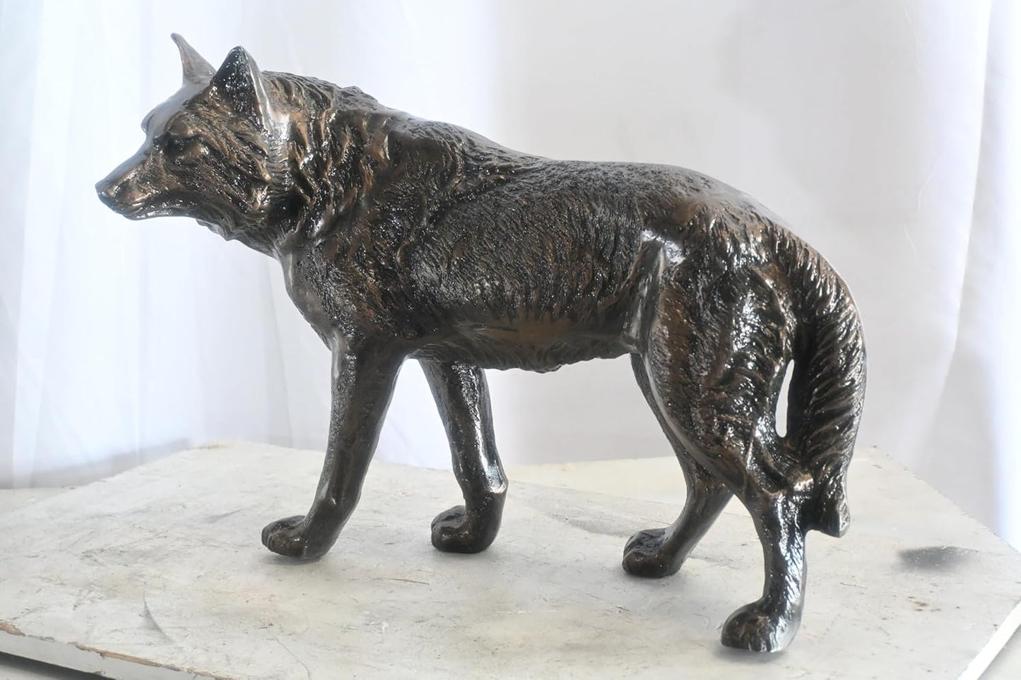 Life Size Prowling Fox Handcrafted Aluminum Garden Decor 42"x14"x34"H
