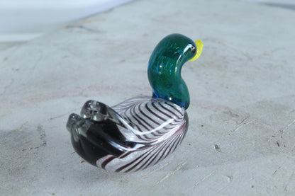 NIFAO Glass Duck Figurine Hand Blown Art Glass Tabletop Decor 6" x 3" x 3"H