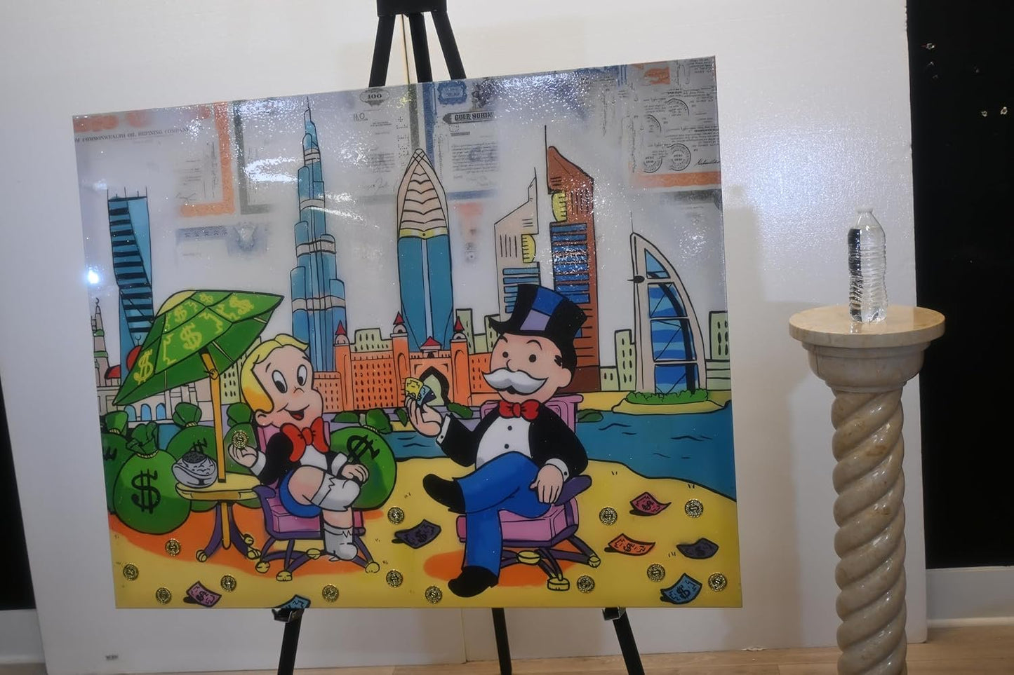 Richie Rich and Monopoly Man Dubai Pop Art Canvas 50"x40"