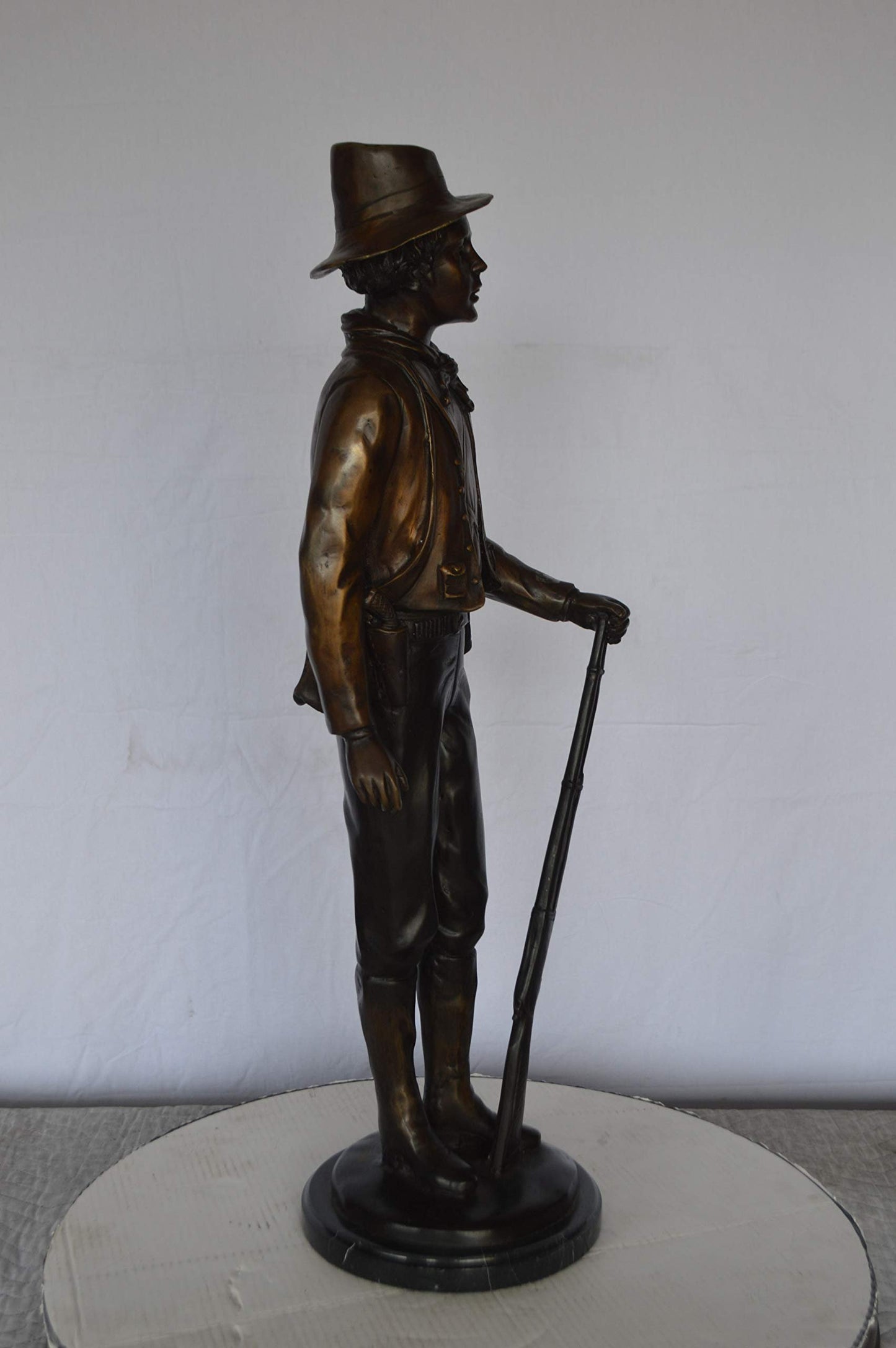 Texas Jack Bronze Statue Mounted on a Marble Base -  Size: 11"L x 9"W x 31"H.