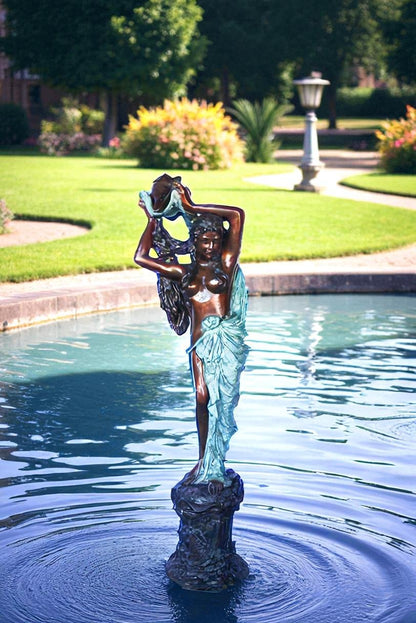 Half-naked woman holding a basket bronze statue Art Nude -  Size: "L x "W x "H.