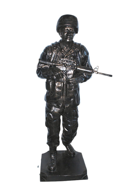 Life Size Aluminum Soldier Statue Military Sculpture 28"x28"x73"H