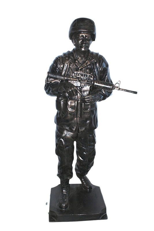 Life Size Aluminum Soldier Statue Military Sculpture 28"x28"x73"H