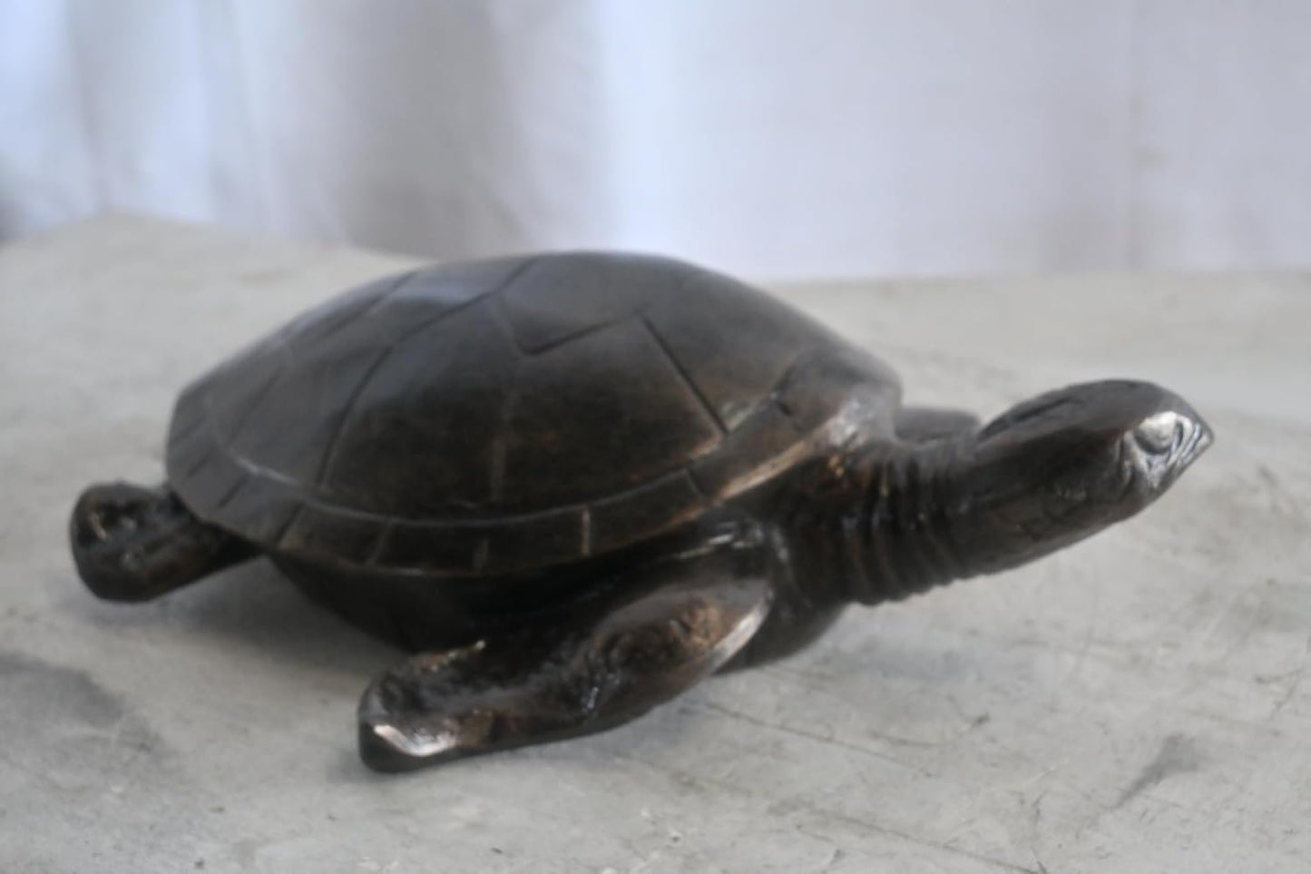 Hand Sculpted Sea Turtle Tabletop Aluminum Coastal Decor 15"x8"x10"H