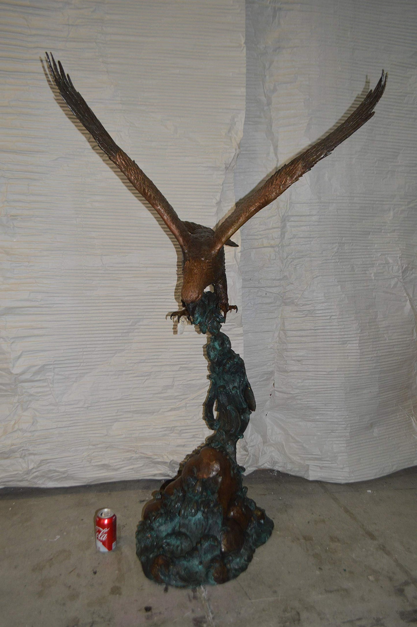 Flying Eagle on Wave Bronze Statue -  Size: 25"L x 35"W x 57"H.