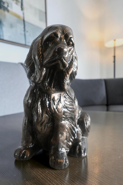 Classic Sitting Cocker Spaniel Handcrafted Aluminum Statue 9"x7"x14"H