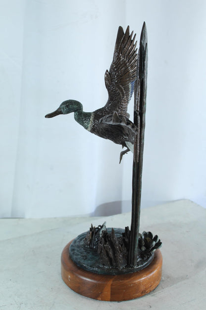 NIFAO Bronze Duck Flapping in The Wind by William Hald on Wood Base 16"x12"x31"H