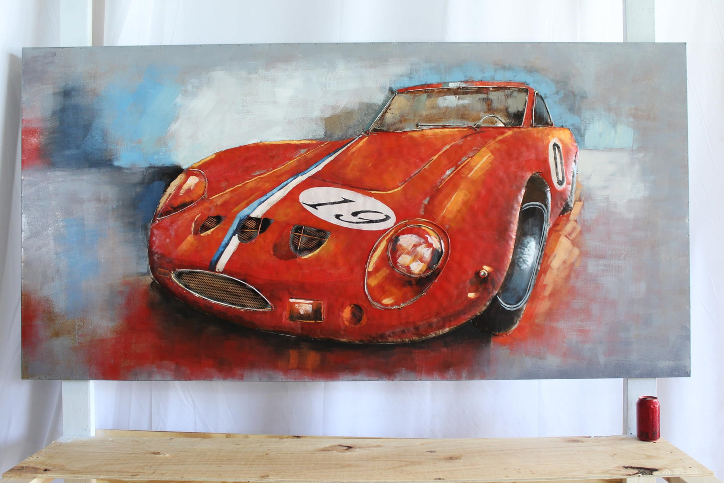NIFAO Ferrari Inspired 250 GTO Red Racing Car 3D Metal Wall Art 79" x 2" x 40"H