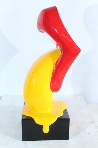 NIFAO Rolling Stones Lips Replica with Yellow Tongue Resin Statue 10 x 10 x 22 H