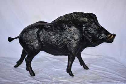 Lifesize Boar Made of Bronze, Statue  - Size: 12"L x 50"W x 30"H.
